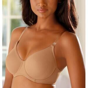 NEW MACY’S LASCANA Tan Clear Multi Strap T-Shirt Bra Size 34C
